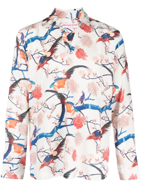 Orlebar Brown Ridley graphic-print long-sleeve shirt White 277986
