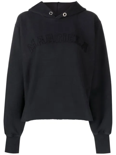 Maison Margiela logo-embroidered cotton hoodie Grey S51GU0124S25520
