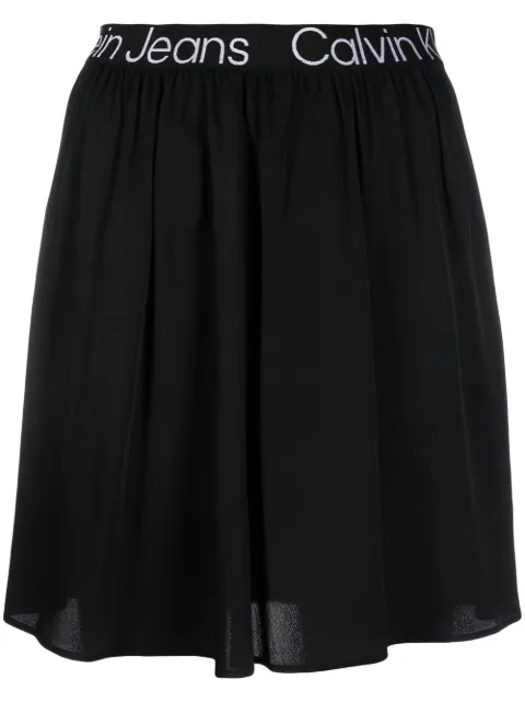 Calvin Klein Jeans logo-waist mini skirt Black J20J221512