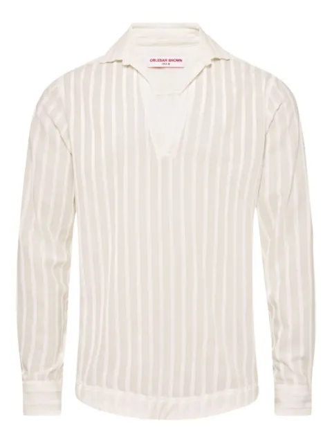 Orlebar Brown vertical-striped chenille shirt White 277988