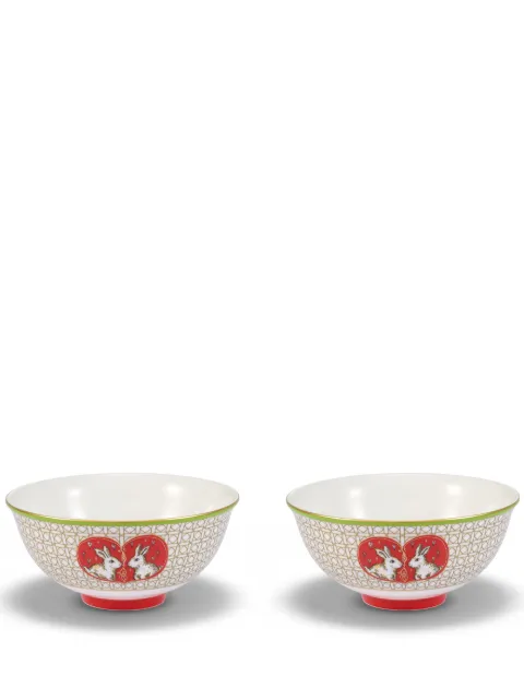 Shanghai Tang x Long Di Rabbit bowl (set of 2) White S6AHB235CG