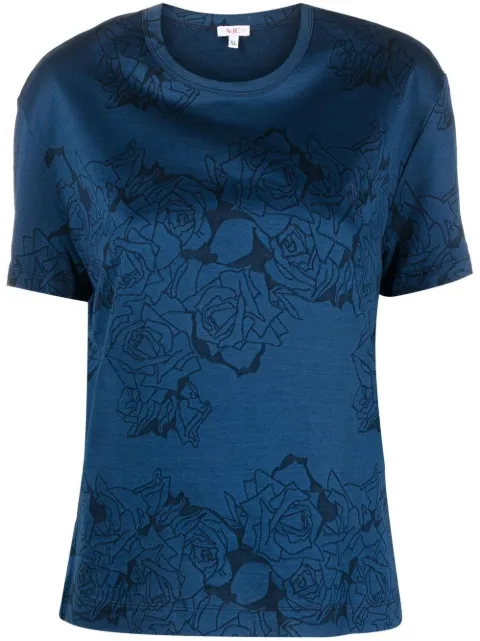 Versace Pre-Owned 2000s floral-print cotton T-shirt Blue VER250MA