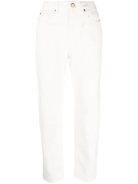 TWINSET embroidered-logo straight-leg denim trousers White 231TP2570