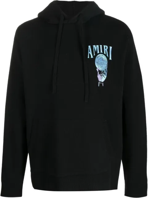 AMIRI graphic-embroidered cotton hoodie Black PS23MKH007