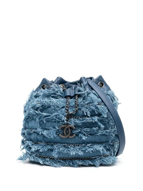 CHANEL Pre-Owned 2014-2015 fringed denim bucket bag Blue 2GFO39S3LVS85GOO