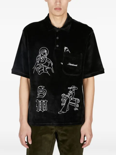 Saintwoods embroidered-detail pocket polo shirt Black SW01609