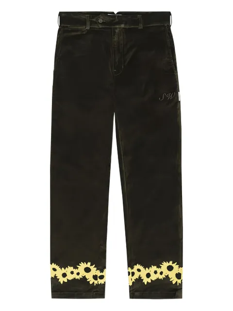 Saintwoods flower-trim trousers Green SW01510