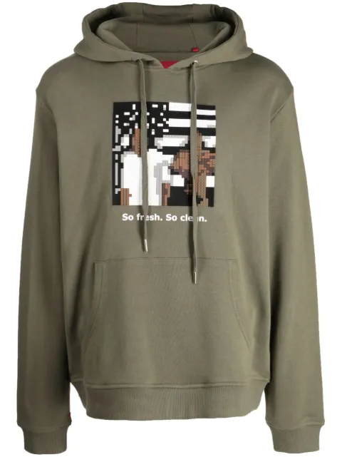 Mostly Heard Rarely Seen 8-Bit graphic-print cotton hoodie Green MHEB08BCKH07