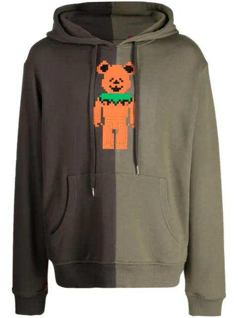 Mostly Heard Rarely Seen 8-Bit bear-print cotton hoodie Green MHEB08BCKH13