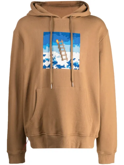 Mostly Heard Rarely Seen 8-Bit graphic-print cotton hoodie Brown MHEB08BCKH02