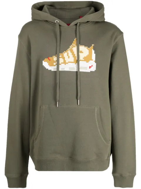 Mostly Heard Rarely Seen 8-Bit sneaker-print cotton hoodie Green MHEB08BCKH16