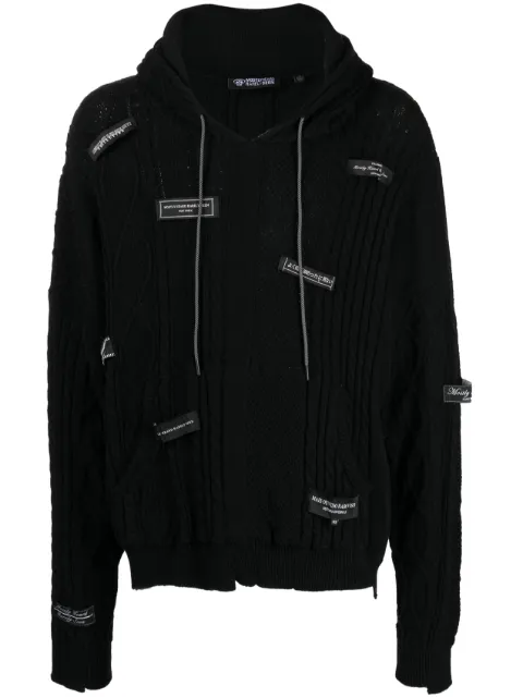 Mostly Heard Rarely Seen logo-patches knitted hoodie Black MH08BCSKH01