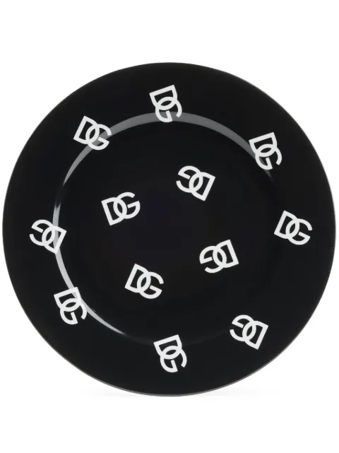 Dolce & Gabbana logo-print dinner plate (set of two) Black TC0S04TCA48