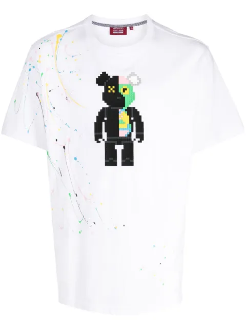 Mostly Heard Rarely Seen 8-Bit 2 Face Bear cotton T-Shirt White MHEB08BCT12
