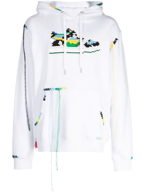 Mostly Heard Rarely Seen 8-Bit sneaker-print cotton hoodie White MHEB08BCKH18