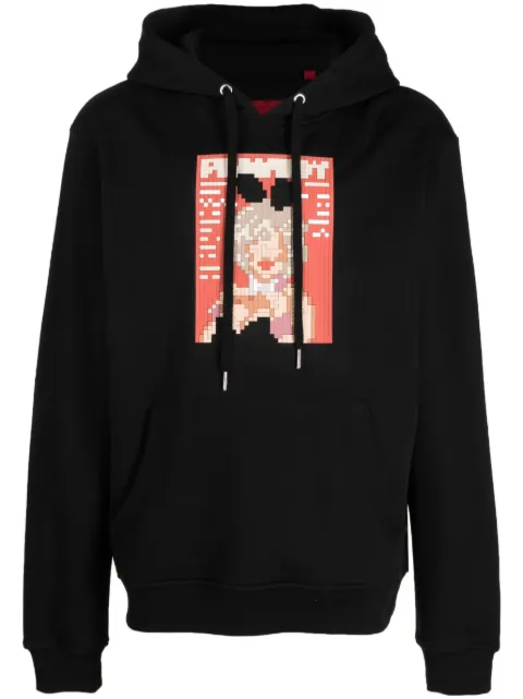 Mostly Heard Rarely Seen 8-Bit bunny-print cotton hoodie Black MHEB08BCKH25