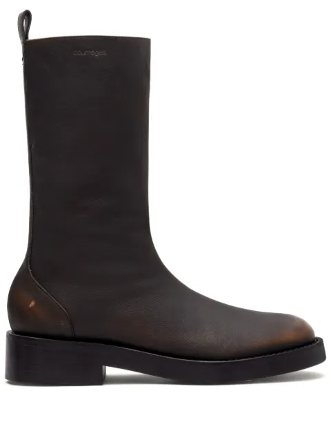 Courrèges Rider Patina leather boots Brown 323SAB012CV0018
