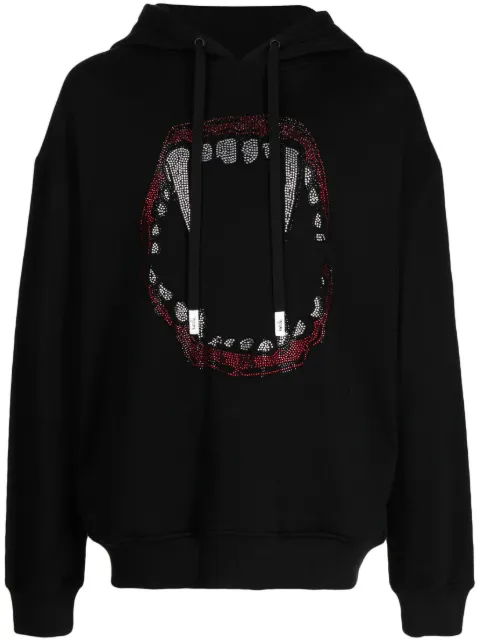 Haculla Flashy Fang Lips cotton hoodie Black HA08BCKH03