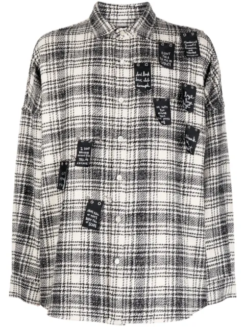 Haculla Safety plaid-pattern tweed shirt Black HA08BCW01