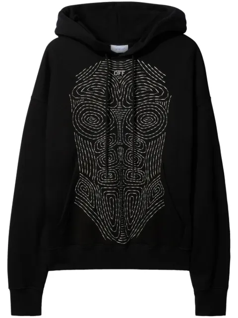 Off-White Body Stitch cotton hoodie Black OMBB085S23FLE0141001