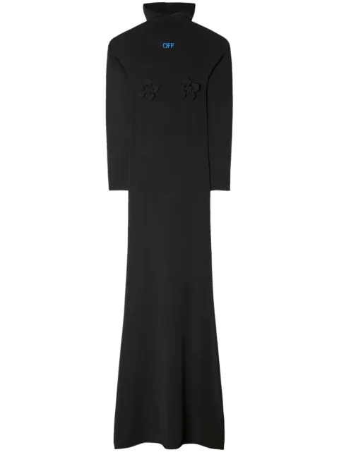Off-White floral-appliqué hooded dress Black OWHI090S23KNI0011045