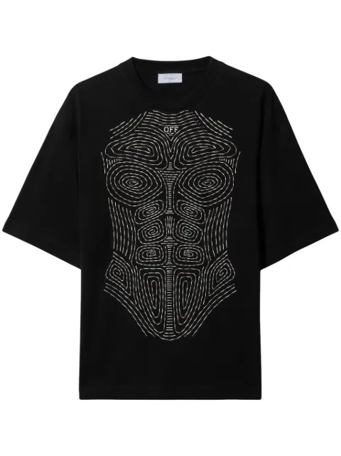 Off-White Body Stitch cotton T-shirt Black OMAA120S23JER0201001