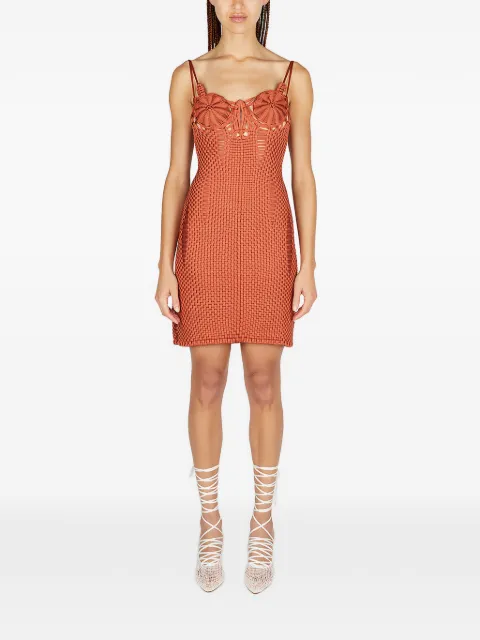 Isa Boulder interwoven-design mini dress Orange RS23DR3