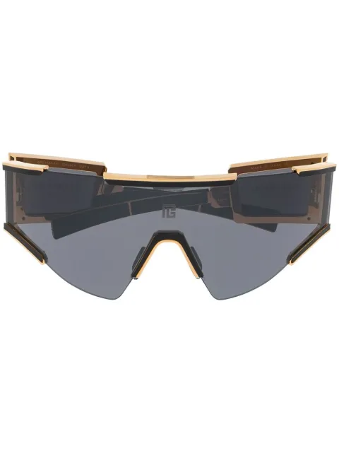 Balmain Eyewear mask-effect frame sunglasses Gold BPS138A141