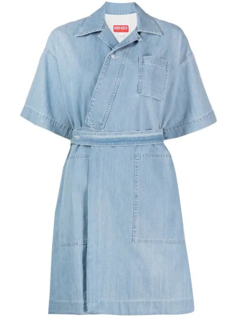 Kenzo tied-waist denim wrap dress Blue FD52DR2476E2