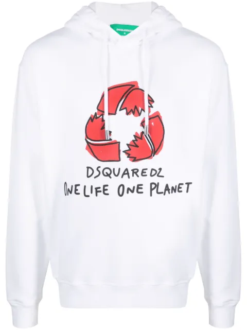 DSQUARED2 logo-print drawstring hoodie White S78GU0074S25591