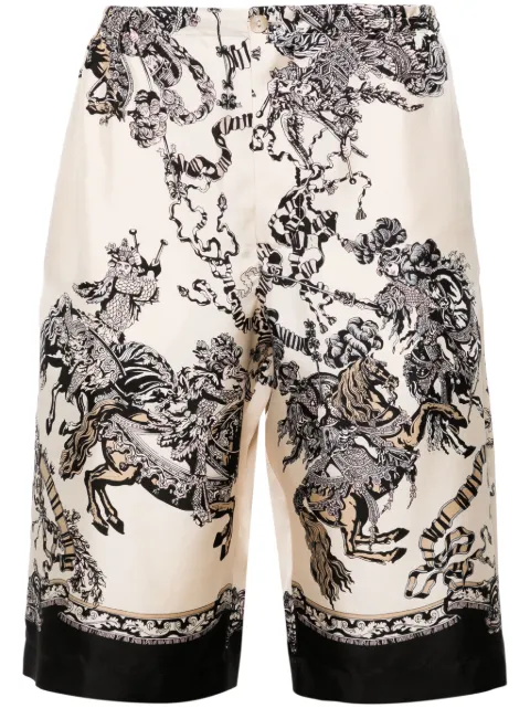 Gucci baroque-print silk shorts Neutrals 672698ZAKU1