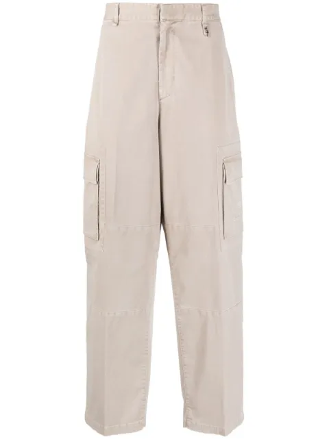 FENDI logo-patch wide-leg trousers Neutrals FB0886AO6Y
