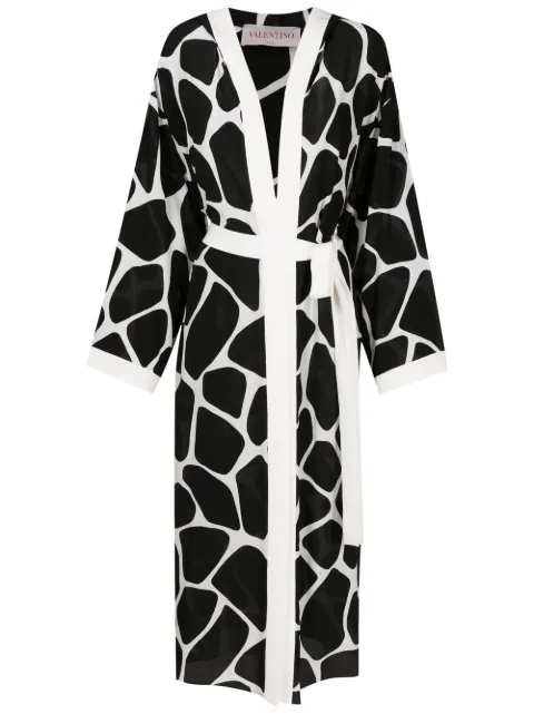Valentino Garavani animal-print silk cover-up Black BCYA267A4
