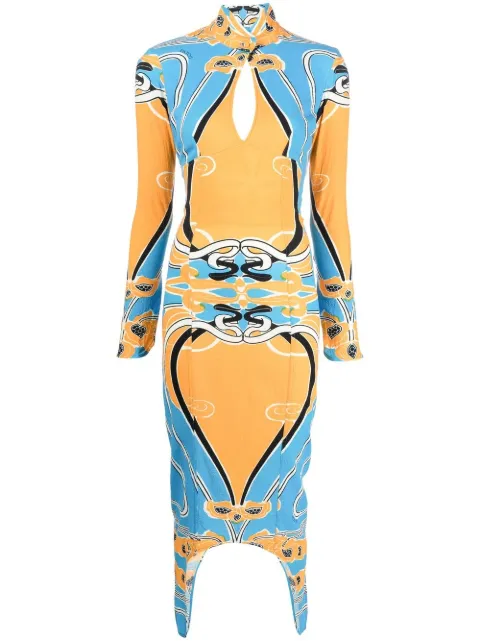 Patou jacquard open back dress Orange DR11401415055
