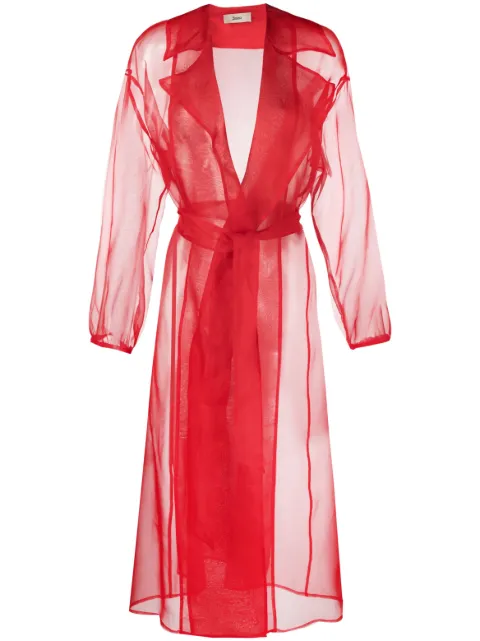 Herno sheer belted silk coat Red IM000159D16003