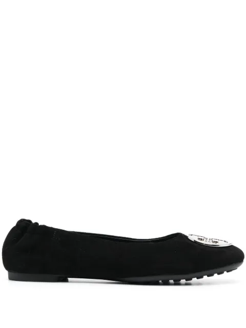 Tory Burch logo-plaque detail ballerina shoes Black 147378