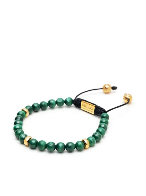 Nialaya Jewelry gold plated malachite beaded bracelet Green MBG6002