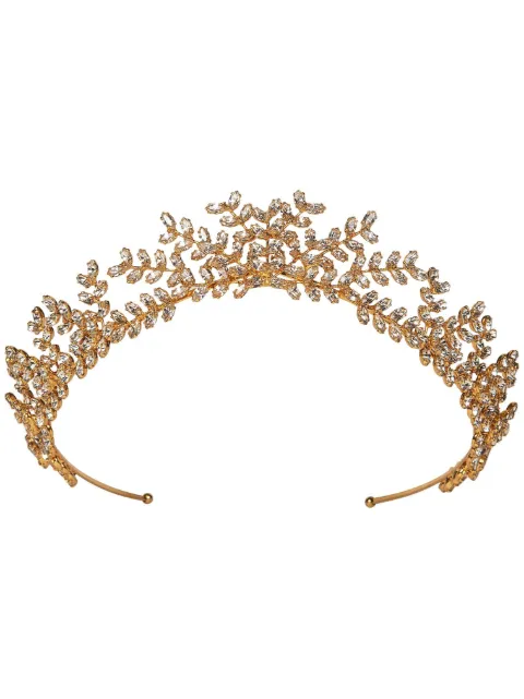 Jennifer Behr Mignonette crystal-embellished tiara White 50NC12CRYSTALANTIQUEGOLD