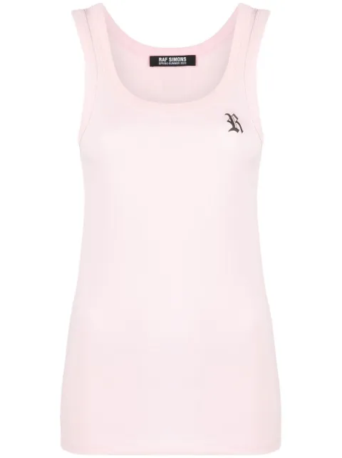 Raf Simons logo-print cotton tank top Pink 231W122B19017