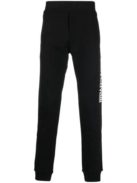 Just Cavalli logo-print cotton track pants Black 74OBAG00CF300