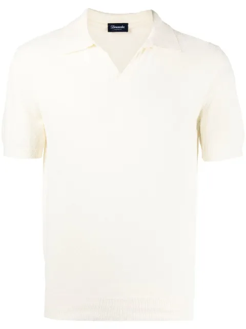 Drumohr short-sleeve v-neck polo shirt White D9SP146