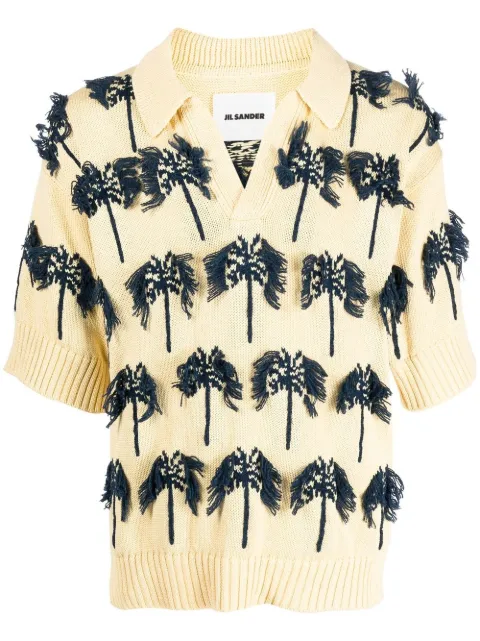 Jil Sander palm-tree polo shirts Yellow J22GP0122J15376