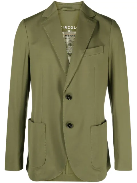 Circolo 1901 notched-lapels cotton blend blazer Green CN3818