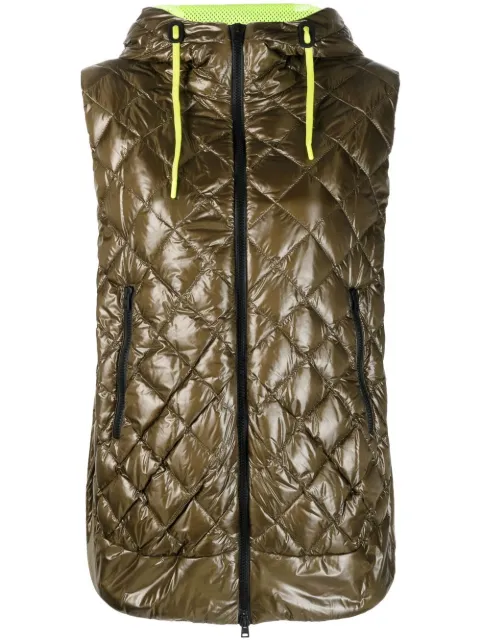 Herno zip-up hooded quilted gilet Green PI001649D12017