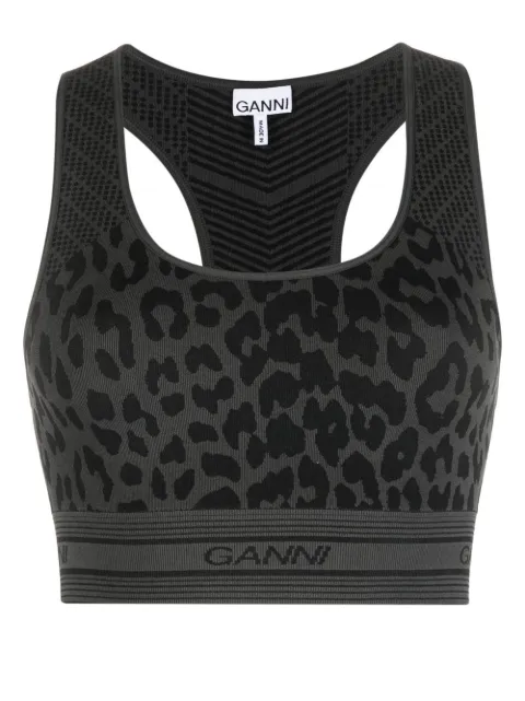 GANNI leopard-print racerback bralette Black T3406
