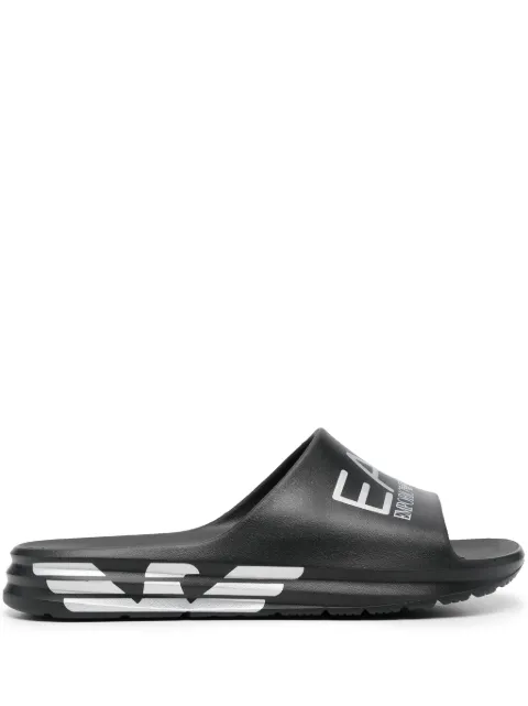 Ea7 Emporio Armani logo-print slip-on slides Black XBP008XK337