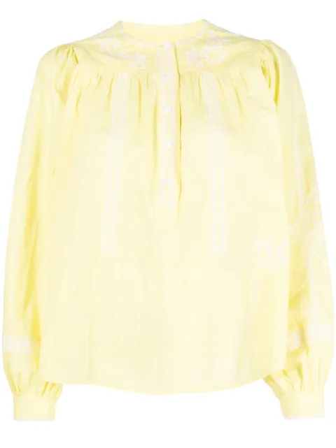 Zadig&Voltaire embroidered-detail peasant blouse Yellow WWSH00498