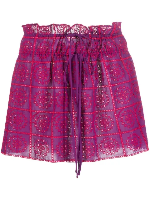GANNI broderie anglaise organic cotton miniskirt Pink F7841
