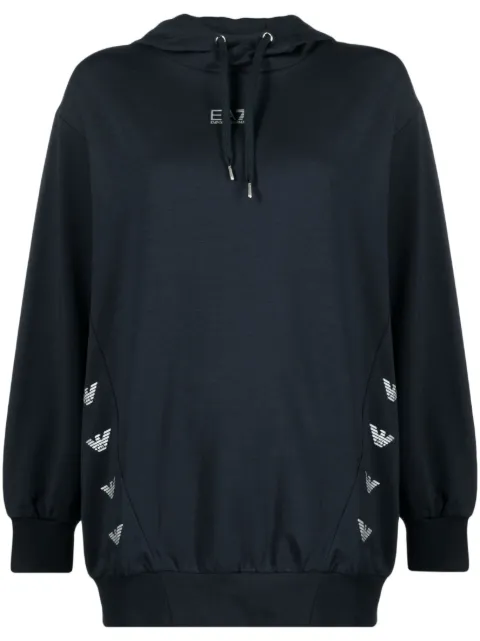 Ea7 Emporio Armani logo-print drawstring hoodie Blue 3RTM11TJEAZ