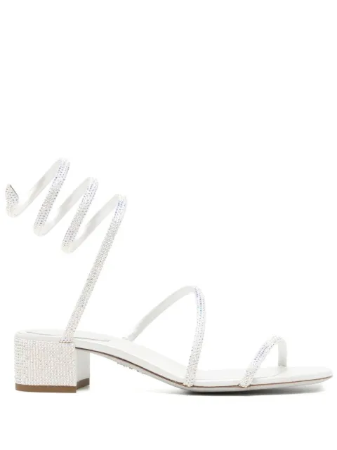 René Caovilla crystal embellished strappy sandals White C11579035